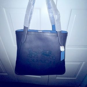 NWT Coach Horse and Carriage Tote “Midnight / Sky Blue”